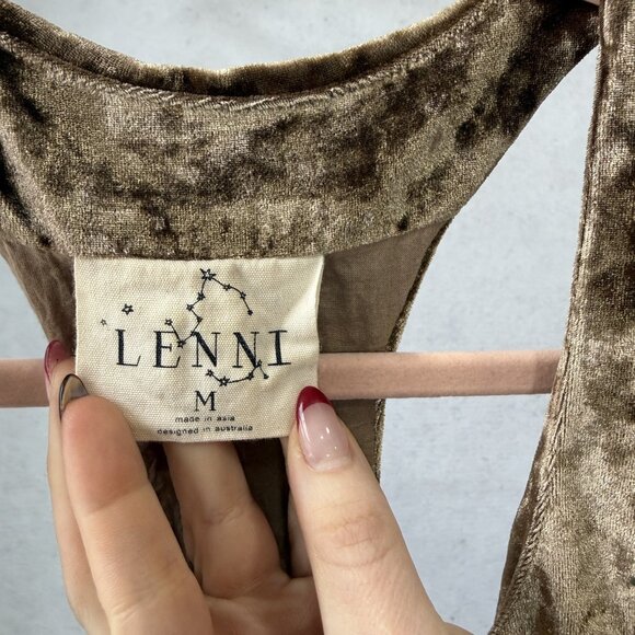 LENNI Vest Womens Medium Brown Velvet Sequin Embroidered Floral Boho Cropped - Picture 2 of 9
